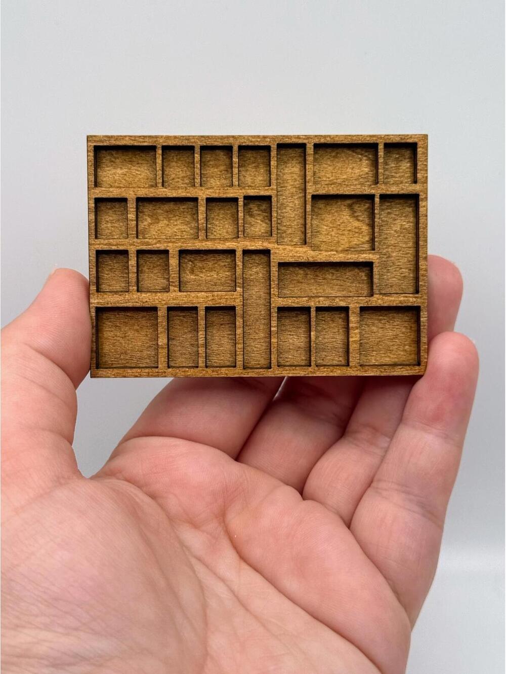 1:12 Dollhouse Miniature Wood Trinket Tray Organizer Insert, Tiny Compartments